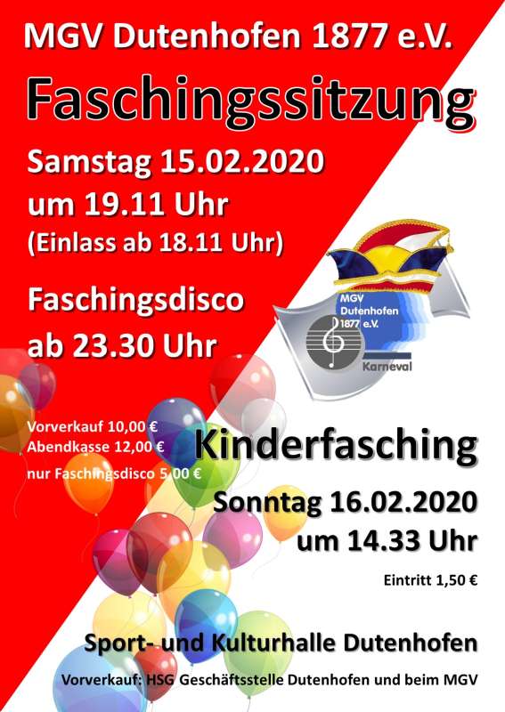 Kinderfasching MGV Dutenhofen 2020