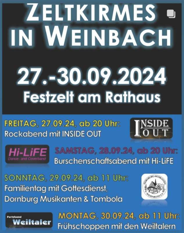 Zeltkirmes in Weinbach 2024