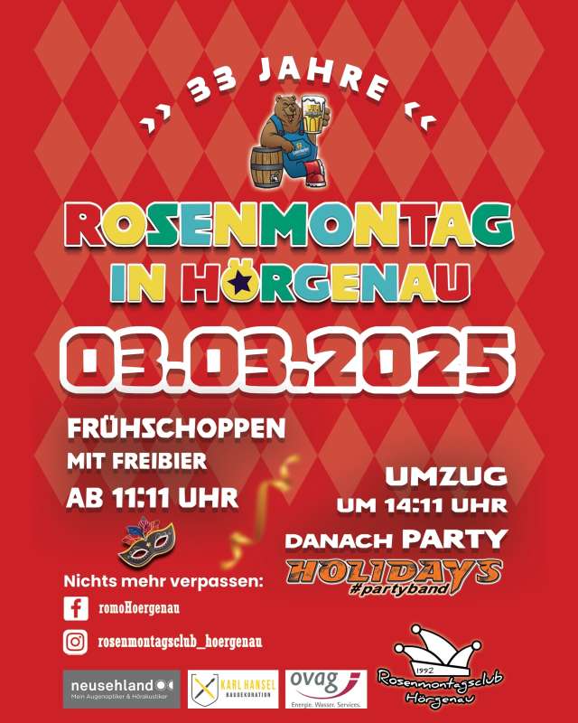 Rosenmontagszug mit Rosenmontagsball in Hörgenau 2025